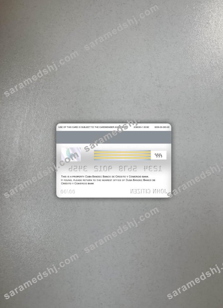 Cuba Bandec banco de credito y comercio bank visa debit card photolook back